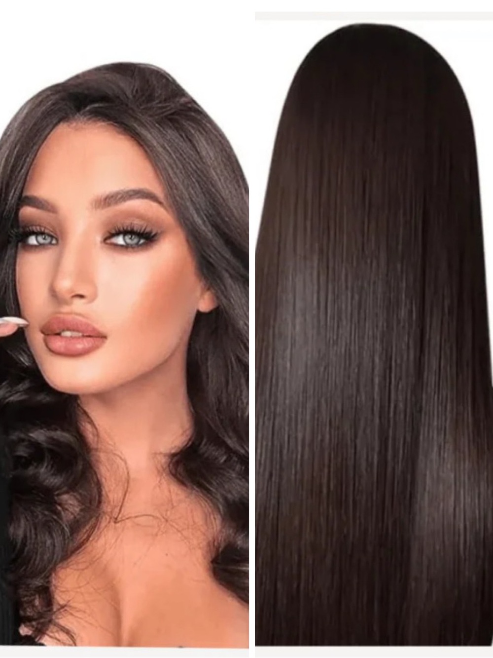 Thathair Chestnut Brown Halo Hair Extensions — Smooth & Wavy Bundle